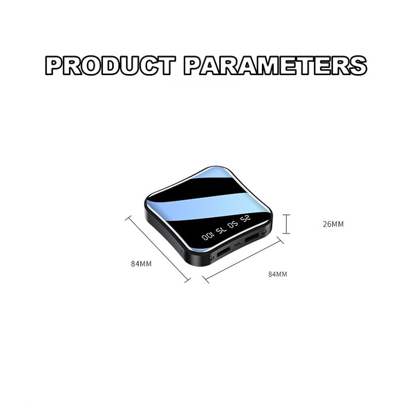 Mini Portable 12000mAh Power Bank Ultra Light Fast Charger LCD Digital Display Dual USB Travel Power Bank External Battery Pack