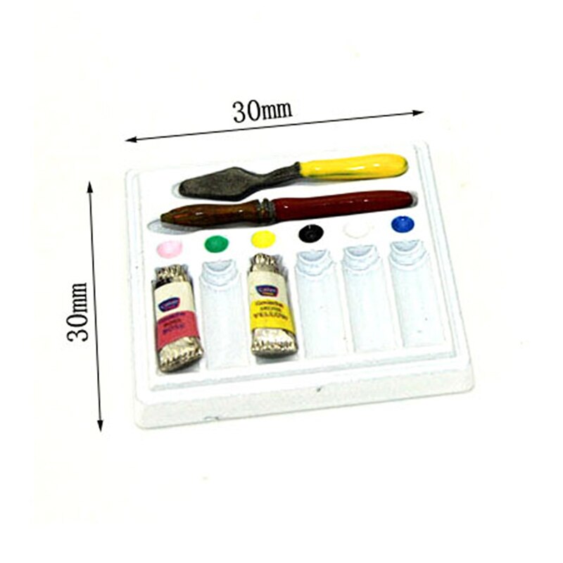 1:12 Schaal Diy Poppenhuis Miniaturen Houten Aquarel Verf Tool Coloring Aquarel Poppenhuis Decor