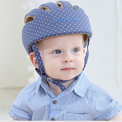 Baby Helm Hoed Baby Hoofd Bescherming Kids Walk Anti-Collision Katoen Mesh Zachte Verstelbare Kinderen Peuter Cap Jongen meisje: Elegant Blue