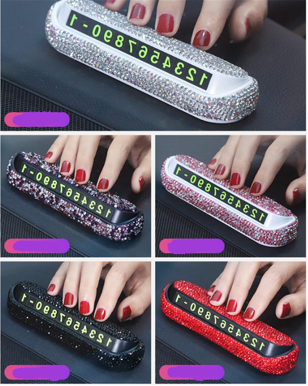 Car phone number plate universal personality decoration DIY for Toyota Yaris Hiace Prius V Hilux Land Tacoma Tercel Tiara Van