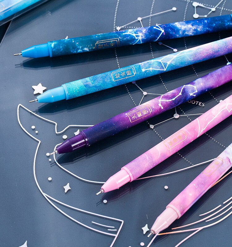 Pluma de Gel de constelación Kawaii, pluma de Gel estrellada de 0,5mm, escritura suave, tinta negra, Neutral, suministros de papelería para escuela y oficina, 1 ud.