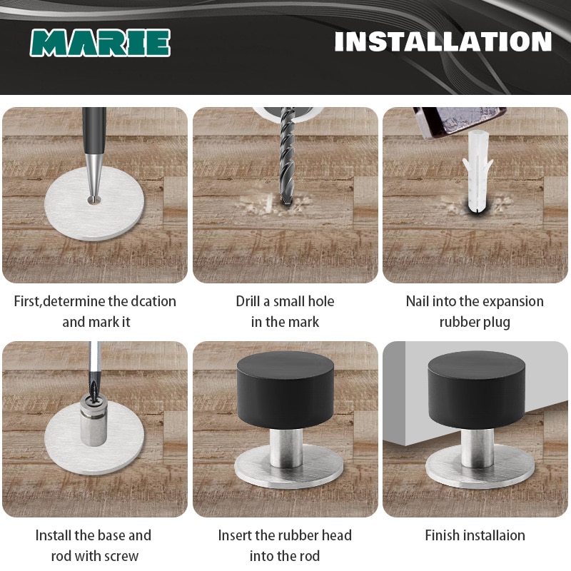 DS030 Wall Mount Stainless Steel Door Stop Stopper Doorstop Wall Mounted /Ground Mounted Door Stop