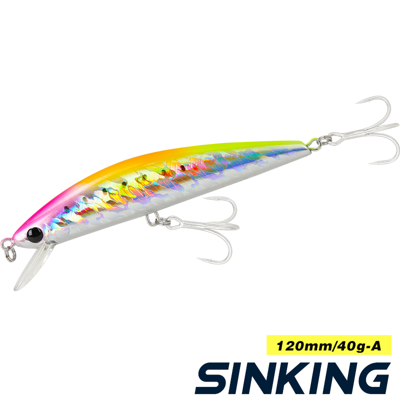 TSURINOYA-señuelo duro de pesca 120S, piscardo que se hunde, 12cm, 40g, Isca, cebo Artificial, anzuelos triples, Wobblers: DW37-A