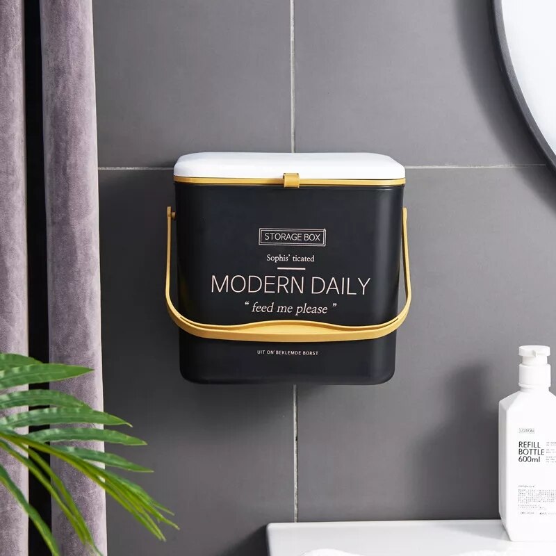 Wall Mounted Trash Can Kitchen Waste Bin Kitchen Cabinet Door Hanging Trash Bins Recycle Rubbish Bin for Kitchen Home Dustbin