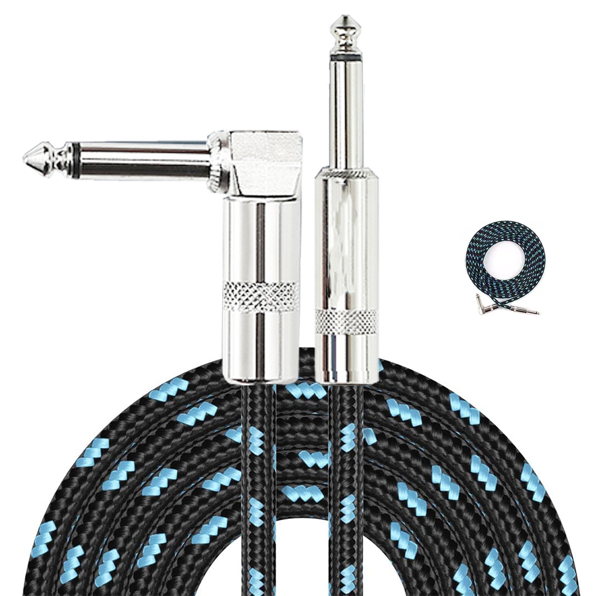 Electric Guitar Cable Braided 1/4 ft Jack 90 Degree TS 6.5mm Audio Mono Cable Bass Electric Box Audio Cable Noise Reduction Cabl: 22.5*24.5*17.9mm / WHITE