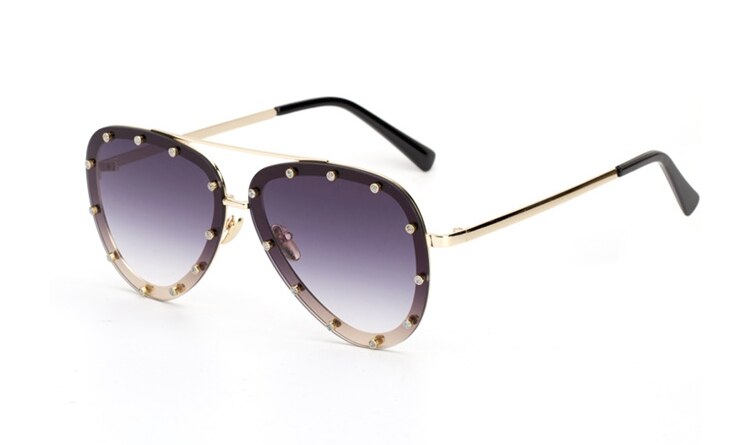 Pilot Rivet Diamond Sunglasses Men Women Shades UV400 Vintage Glasses 47982: gold black