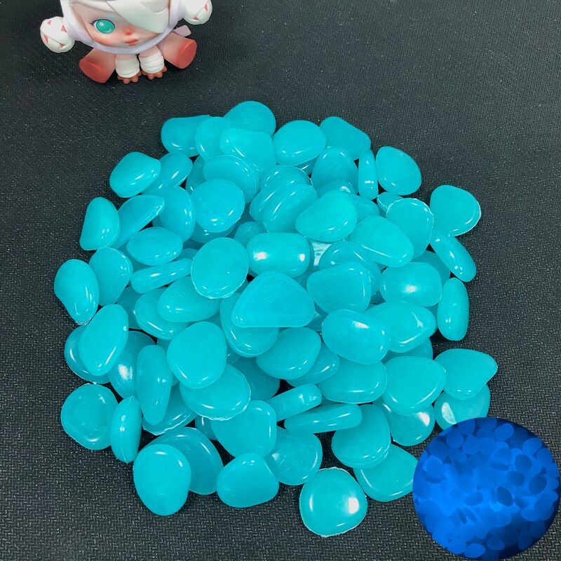 100/200 Stuks Tuin Decoratie Lichtgevende Steen Gloeit In Dark Decoratieve Steentjes Outdoor Aquarium Decoratie Pebble Aquarium: 100pcs / Blue