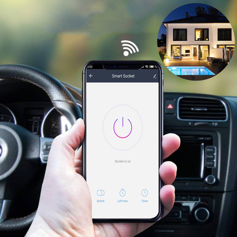 Prise intelligente Wifi prise intelligente moniteur de puissance EU télécommande vocale prise domotique travail avec Google accueil Alexa IFTTT