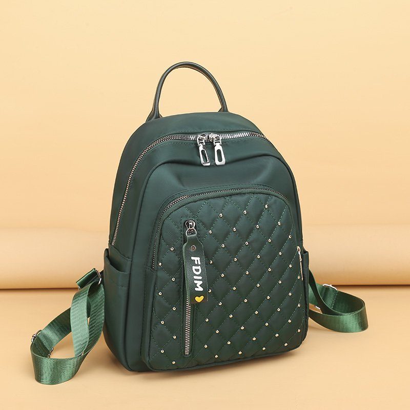 Mochila de viaje con de tachuelas para mujer, bonita estilo escolar, de , duradera, con entramado de diamantes