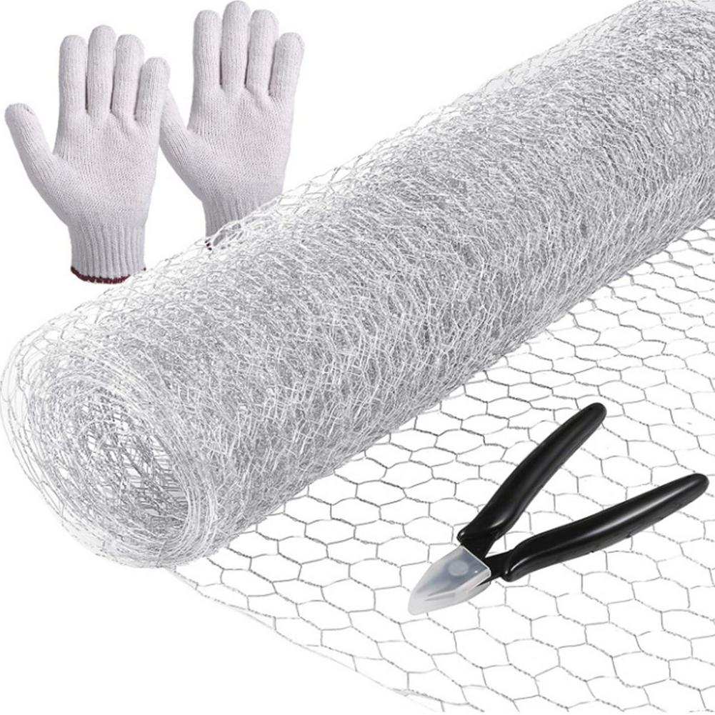 Zeshoekige Mesh Kip Draad Netto Crafting Wire Mesh Netting Met Kniptang Voor Outdoor Tuin Planten Yard Home Decoratie: 1set