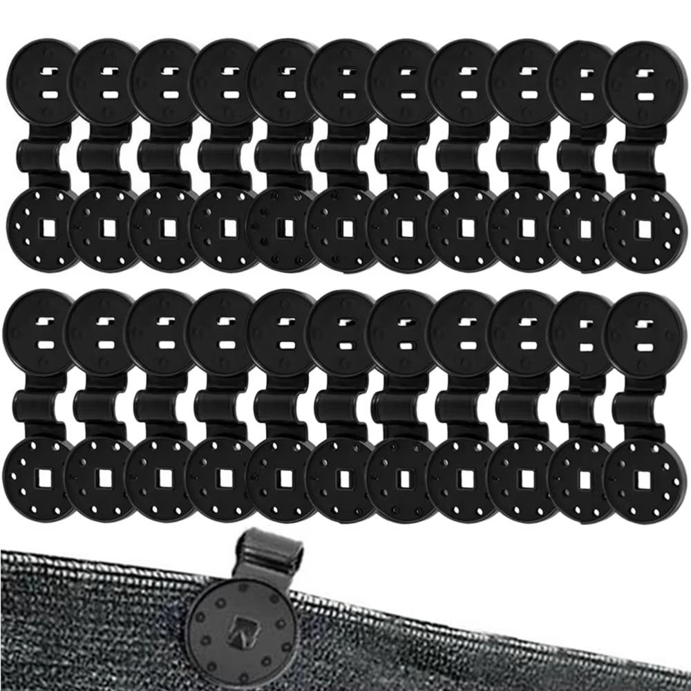 50Pcs Durable Round Shade Cloth Plastic Clips Reusable Black Fabric Fix Clamps Accessory Heavy Duty Lock Grip for Awning