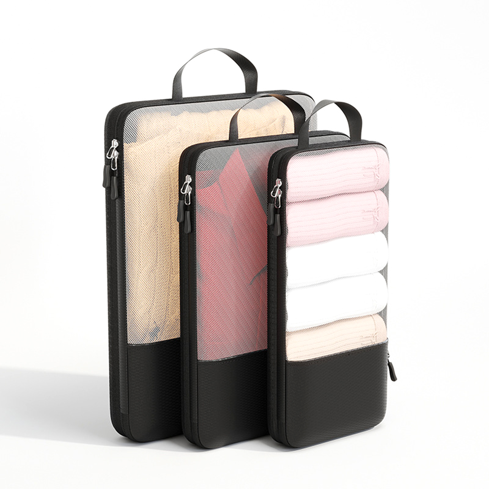 Sammenleggbare reiseklær oppbevaringsvesker vanntette vesker bærbar bagasjeorganisator veske pakkekube lett støvtett reiseveske: Svart