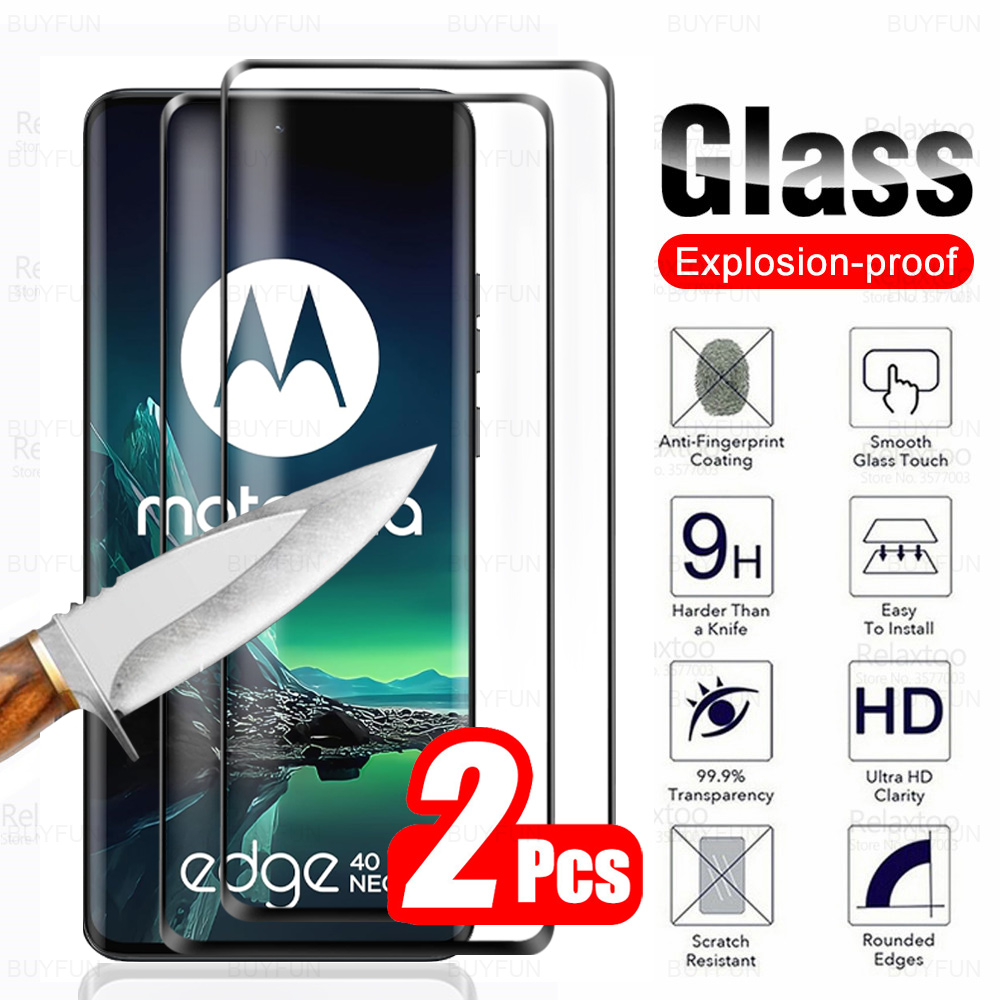 For Motorola Edge 40 Neo Glass 2Pcs Curved Tempered Glass Moto Rola Edge40Neo Edge40 Neo 40Neo 5G Screen Protector Safety Films