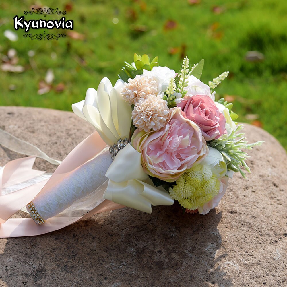 Kyunovia Sukkulenten Strauß schick Hochzeit Blumen Seidenblumen Hochzeit Blumenstrauß Romantische Brautstrauß FE28