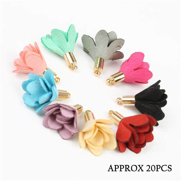 10-50pcs/lot Mixed Styles Mini Mesh/Long Fringe/Suede Tasse Fabric Flower Pendants Earring Cellphoe Straps Hanging Accessories: 12