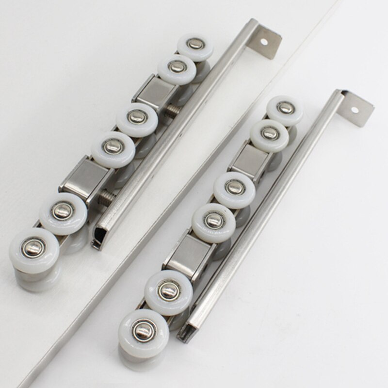 Stainless Steel Hardware Slide Doors Pulley Hanger Roller Hanging Rail Wheels High Load-bearing Sliding Door Track Rail: silver 12