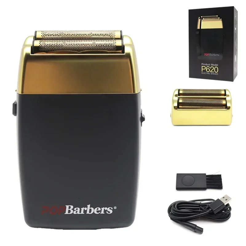 11000 RPM POP Barbers P620 Electric Men's Beard Trimmer Double Foil Shaver Electric Shaver USB Hair Cutting Machine: light green