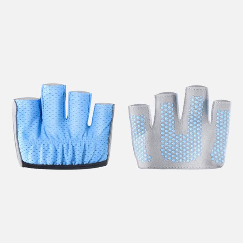 Fitness Gloves Non-Slip Yoga Exercise Half Finger Women gym weightlifting gloves bodybuilding training breathable: blue Gloves / L