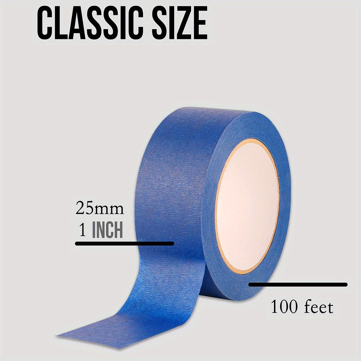 100 meter blå malertape  * 1in 2 cm bred, original blå maskeringstape i bulk: Gjennomsiktig