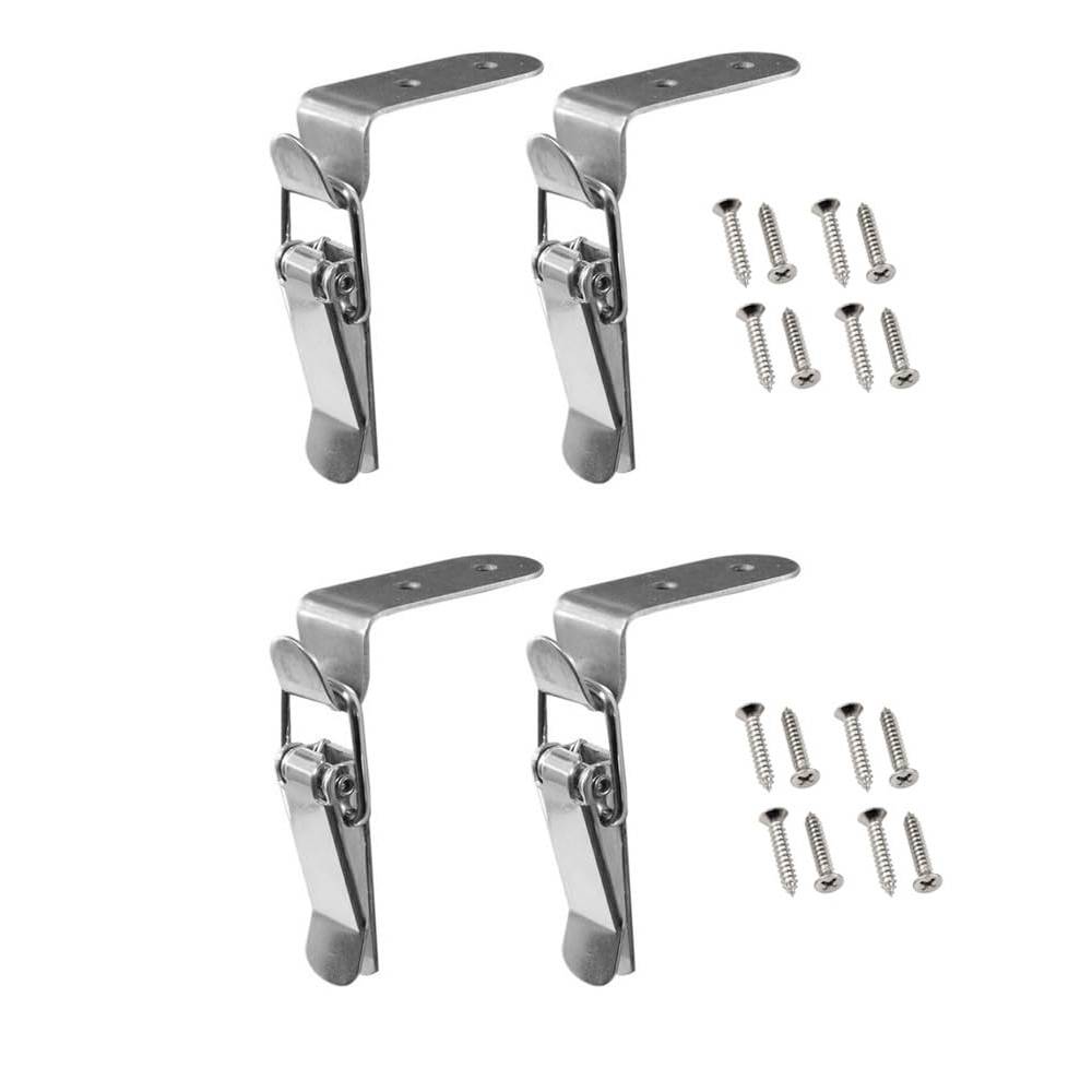4pc 90 Degree Hook Lock Bolt Stainless Steel Safety Angle Locking Latch Buckle Loaded Toggle Latch for Door Toolbox Windows Case: Khaki