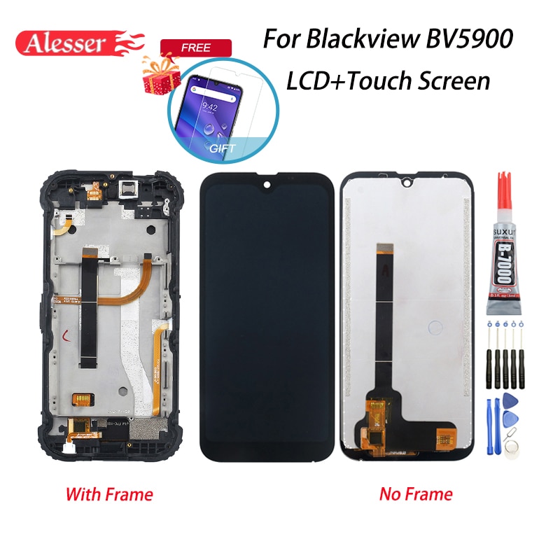 Alesser dla Blackview BV5900 wyświetlacz LCD i zestaw robić naprawy ekranu dotykowego części z ramą + narzędzia + klej robić Blackview BV5900