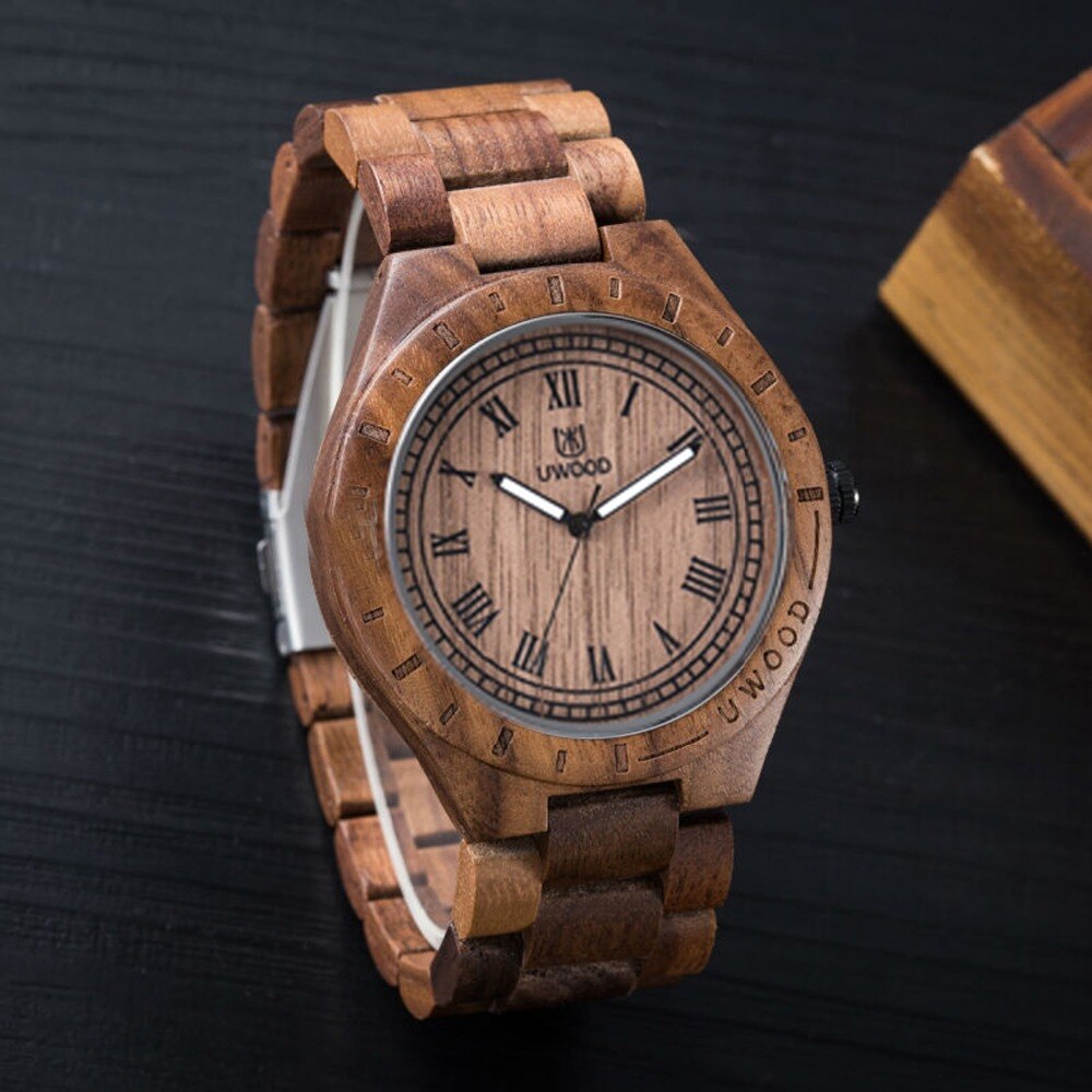 Uwood Eco Friendly Sandal Wood Watch Japan Quartz Movement Waterproof Wooden Wrist Watches for Men