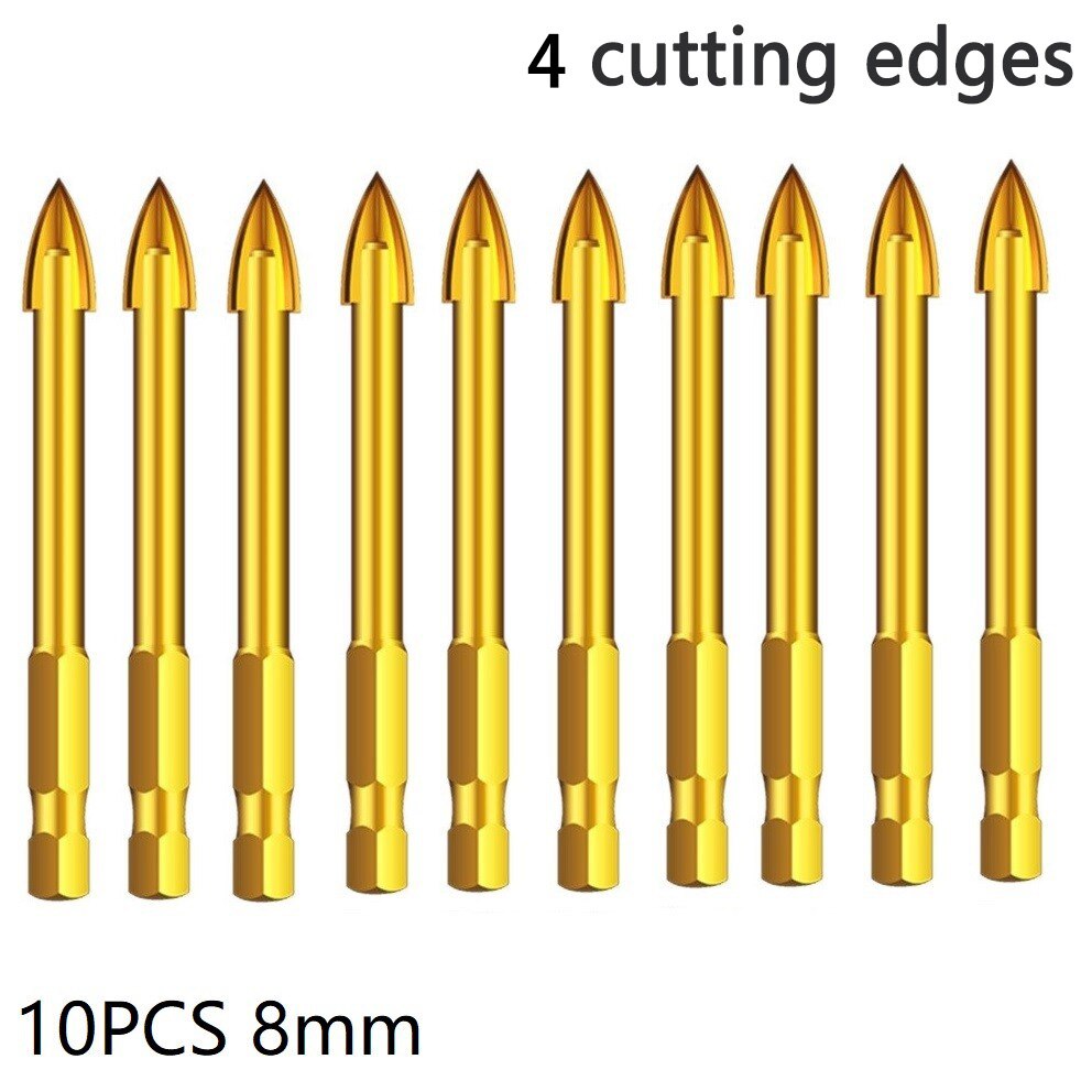 10 kpl 6/8mm poranterä titaani keraaminen laatta marmori lasi keihäänpää kuusiovarsi työpajalaitteet sähkötyökalut osat poranterät: 8mm