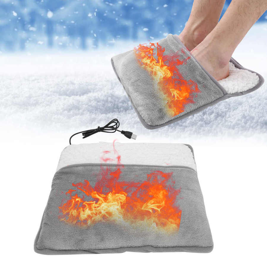Electric Heating Foot Warmer Pad USB Foot Heating Pad Winter Feet Warmer Home Office Foot Massage Cushion
