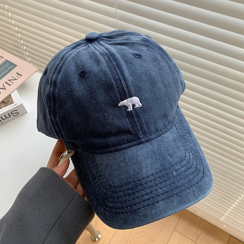 Stilvolle Baseballkappe mit Eisbär-Stickerei, Sonnenschutz, atmungsaktiv, verstellbar, idealer Freizeithut für Herren und Damen, unisex-Baseballkappen: Grau