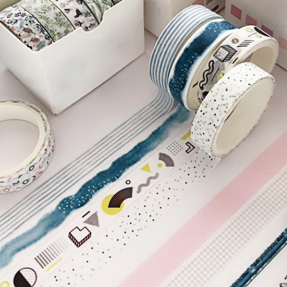 5 rouleaux/Ensemble BRICOLAGE Washi Ruban Auto-Adhésif Facile à Déchirer multi-usage Facilement Déchiré Washi pour Planificateur Fournitures