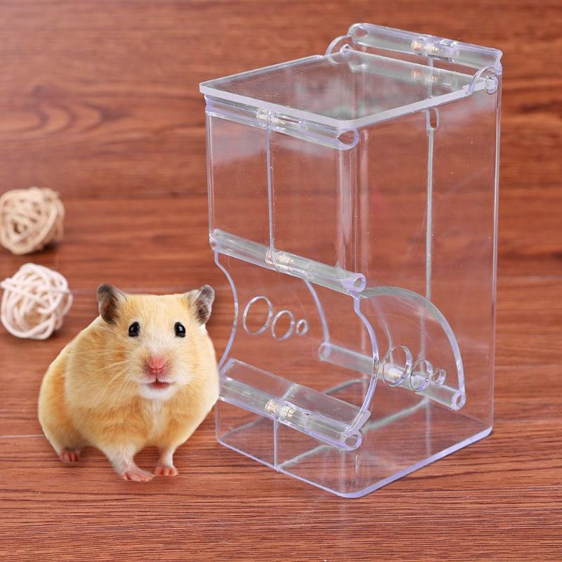 Dispensador de alimentos transparente para hámster, recipiente de alimentos para animales pequeños, seguro y de mal gusto, suministros para mascotas, alimentación automática para animales pequeños