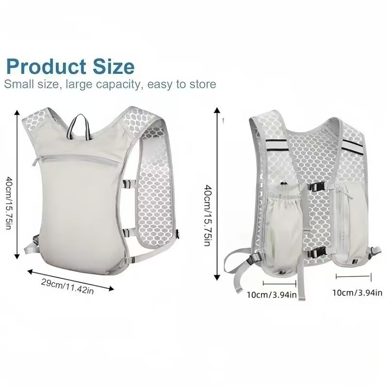 Lichtgewicht hardloopvest rugzak outdoor sport hydratatievest heren dames reflecterend wandelen fietsen waterfles borsttas
