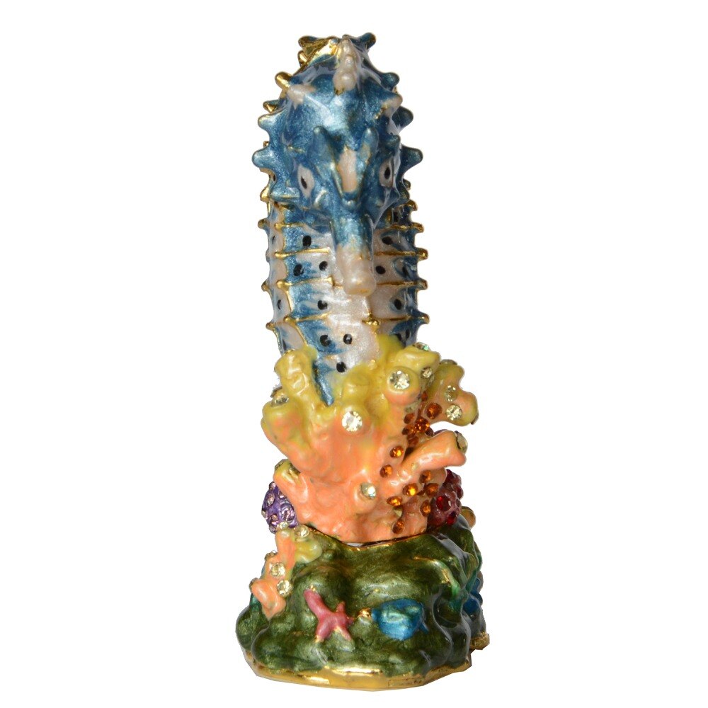 Bibelot hippocampe en cristal émaillé, boîte à bagues, de noël, artisanat nautique, Figurines Sealife à collectionner