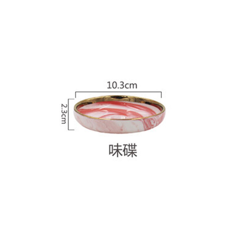 Vaaleanpunainen marmori keramiikka 1 kpl illallinen lautanen riisisalaatti nuudelit kulho keittolautaset astiasto setit kodin astiasto keittiön keittotyökalu: 4 tuuman lautanen