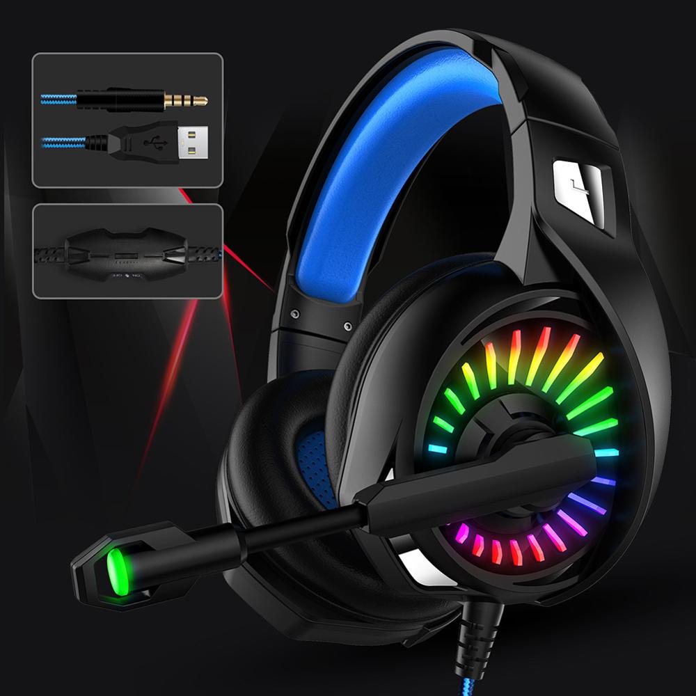 Gaming Headset Met Microfoon Kleur Veranderende Stereo Hoofdtelefoon 3.5Mm Voor Laptop,Tablet, PS4, Pc, xbox Een