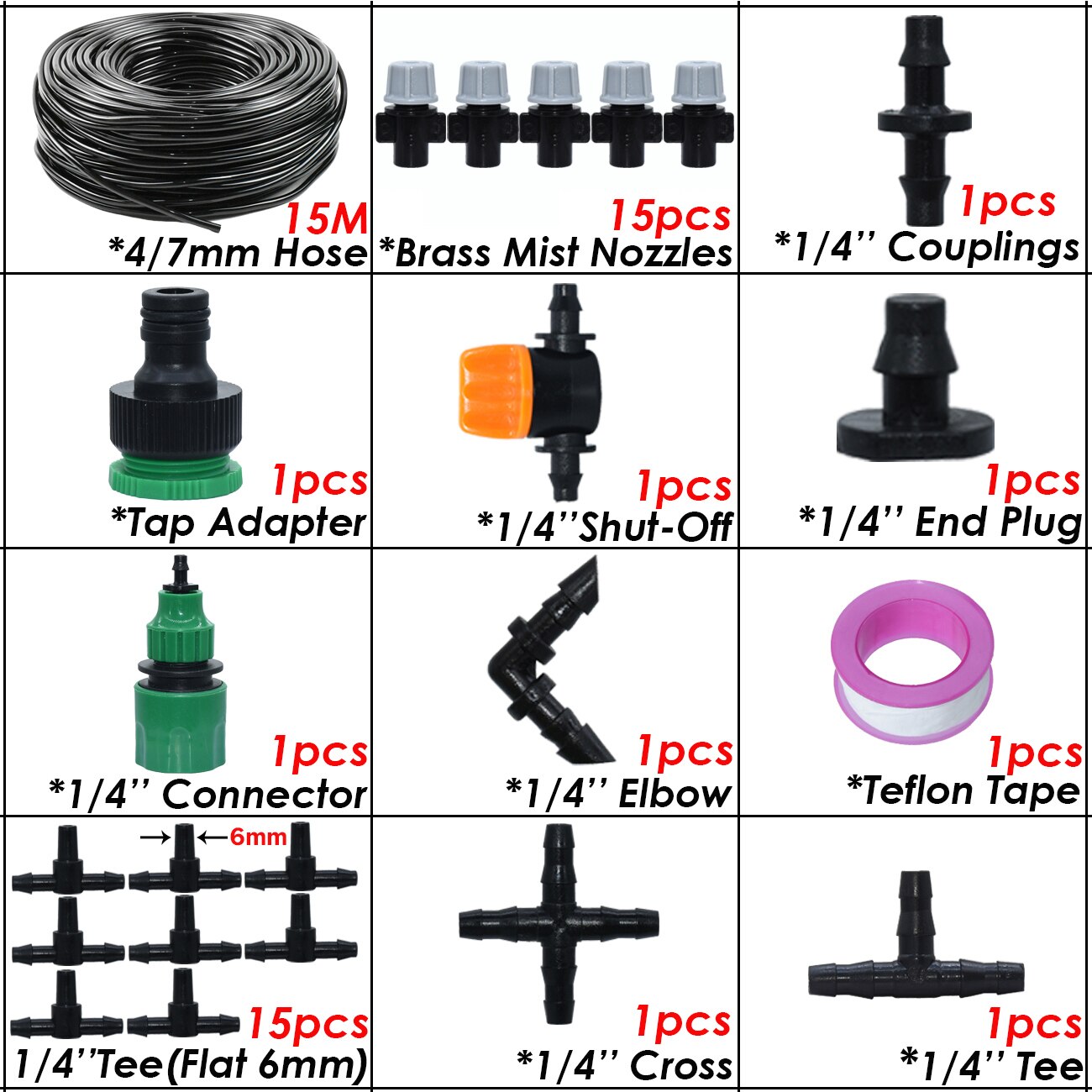 SPRYCLE 5-50m Gewächshaus Garten 1/4 "Schlauch Automatische Mikro Bewässerung Bausatz Tropf Bewässerung System Einstellbar Durcheinander Zerstäubung düse: dunkel khaki