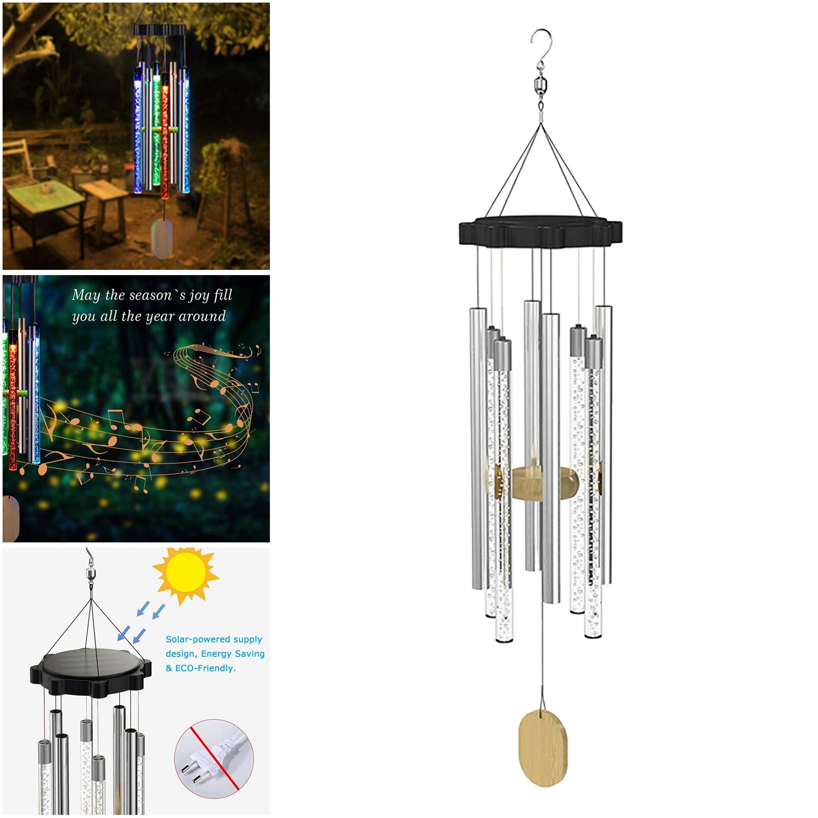 Solar LED Wind Chimes Decor Light Waterproof Memorial Windchime Garden Porch