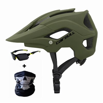 Cairbull GELÄNDE Sport Radfahren Helme Komfortabel MTB Straße Fahrrad Motorrad Helm Casco Ciclismo Fahrrad Helm mit Sonnenblende: Armee Grün / 54-58 cm
