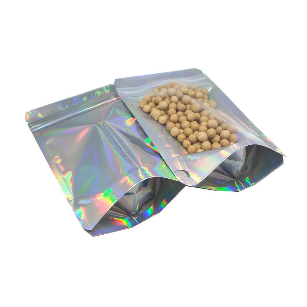 100pcs Vacuüm Sealer Zakjes Opbergtas Regenboog Kleur Polyester Film Voedsel Opbergtas Verticale Rits Pak Keuken Benodigdheden