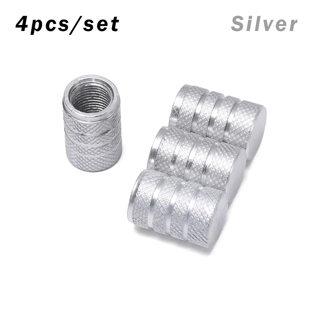 1/4Pcs Universal Dustproof Aluminium Alloy Bicycle Cap Wheel Tire Covered Car Truck Tube Tyre Bike Accessories: Silver