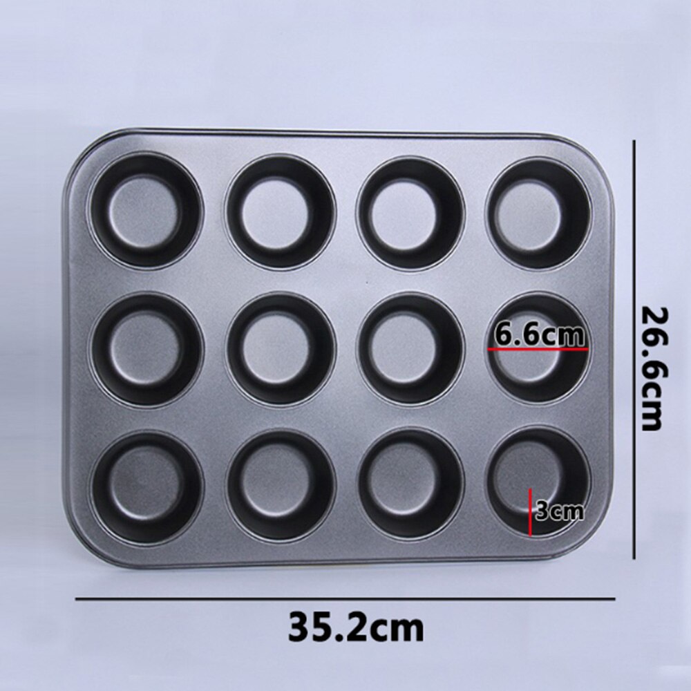 Cupcake Baking Tray 6.6cm 12 Cavity DIY Cup Cake Mold Stainless Steel Dish Muffin Mould Round Biscuit Pan Oven Bakeware Tools