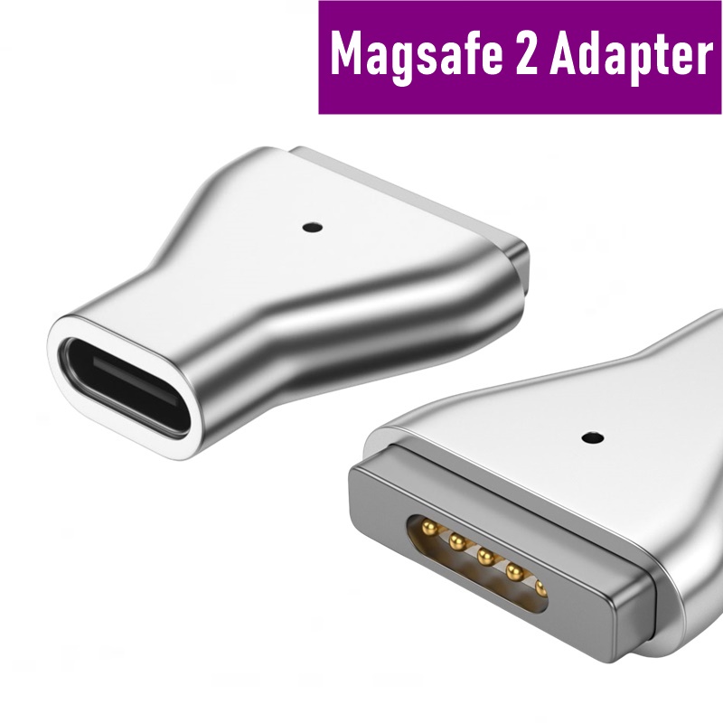 100W Aluminum USB Type C Magnetic PD Adapter for Magsafe 1 2 MacBook Air Pro Led Indicator Fast Charging Magnet Plug Converter: Orange