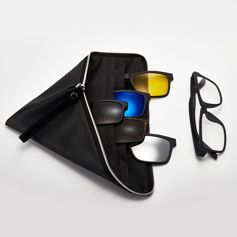 6 en 1, gafas de sol magnéticas ópticas polarizadas para hombres y mujeres, pinza magnética para gafas de sol, Marco y bolsa
