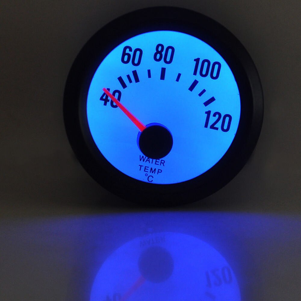 EE support jauge de température d'eau 2 "52mm | Coque noire, pointeur de température de voiture, écran blanc, bleu Led Automobile cadrables de température