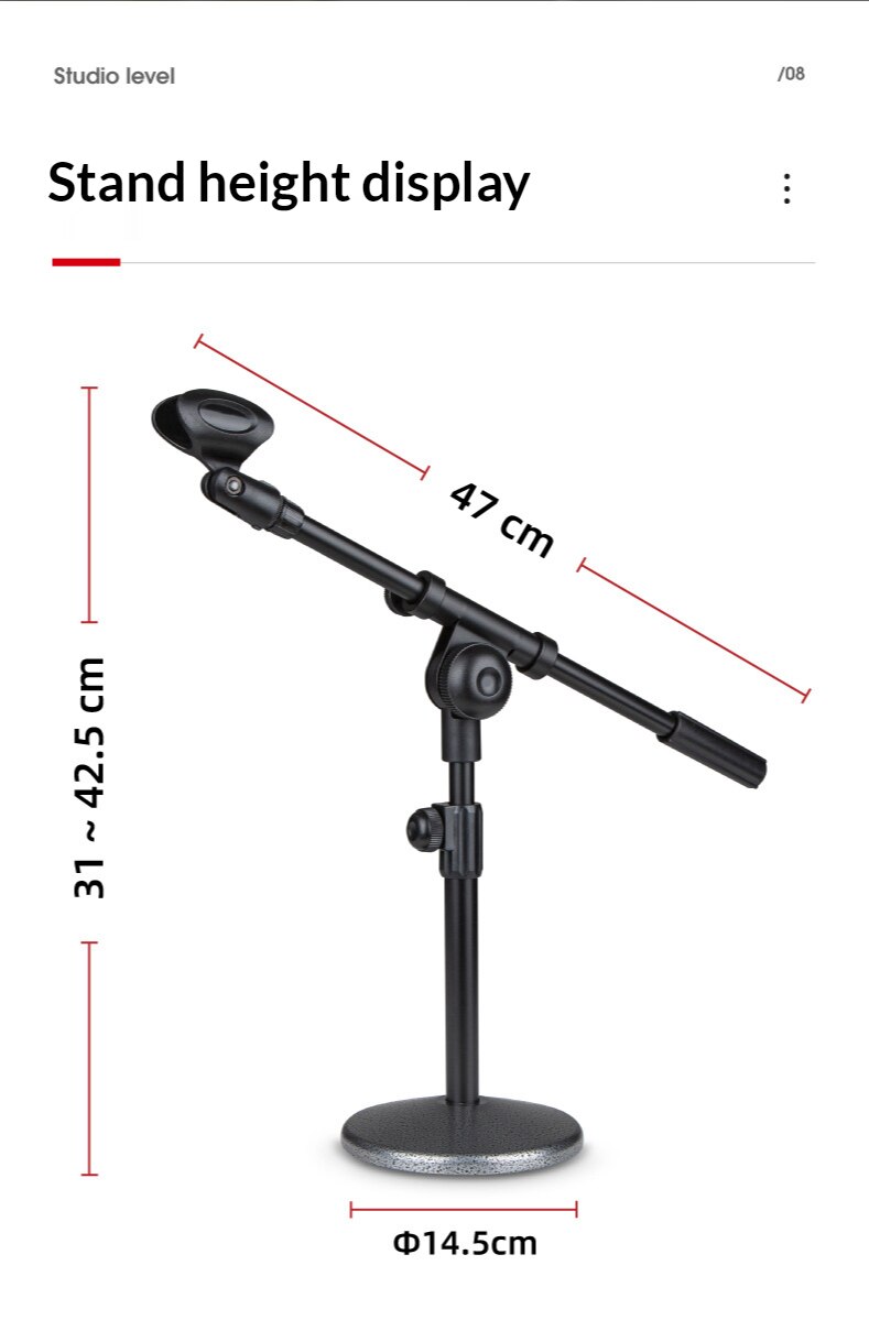 Desktop Metal Microphone Stand Boom Arm Suspension Scissor Microphone Holder Boom Arm 5/8-inch Threaded Mount for Blue Yeti mic