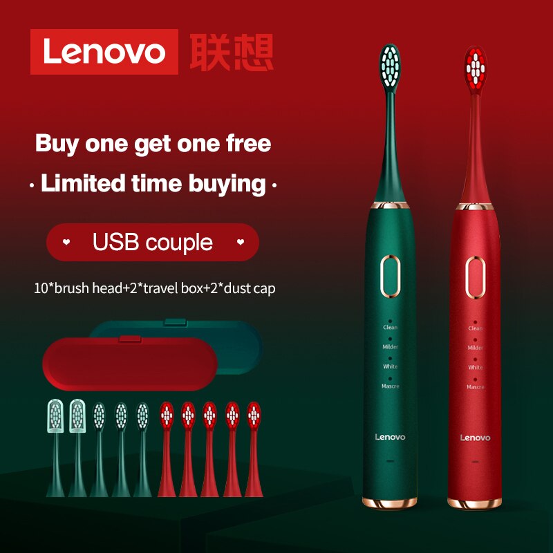 Sonic Toothbrush IPX7 Waterproof 5 Mode 45000 Minute Sterilization Protect Teeth Lenovo Electric Toothbrush: Set 3