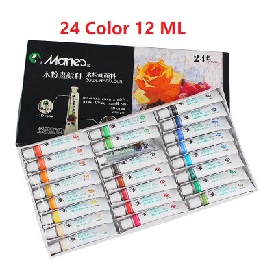 Marie's Gouache Paint Set 12/18/24/36 Colors 12ML Pigment Children Students Portable Sketch: 24 color