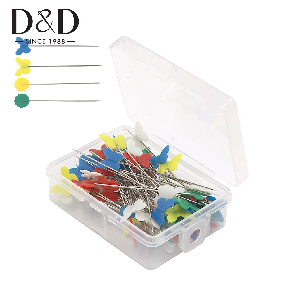 Lot De 100 épingles à Coudre Pour Patchwork, Fleur, Nœud Papillon, Tête De Bouton, Patchwork, épingles à Coudre Décoratives à Tête Plate Fine, Outil De Bricolage, Accessoires De Couture(1