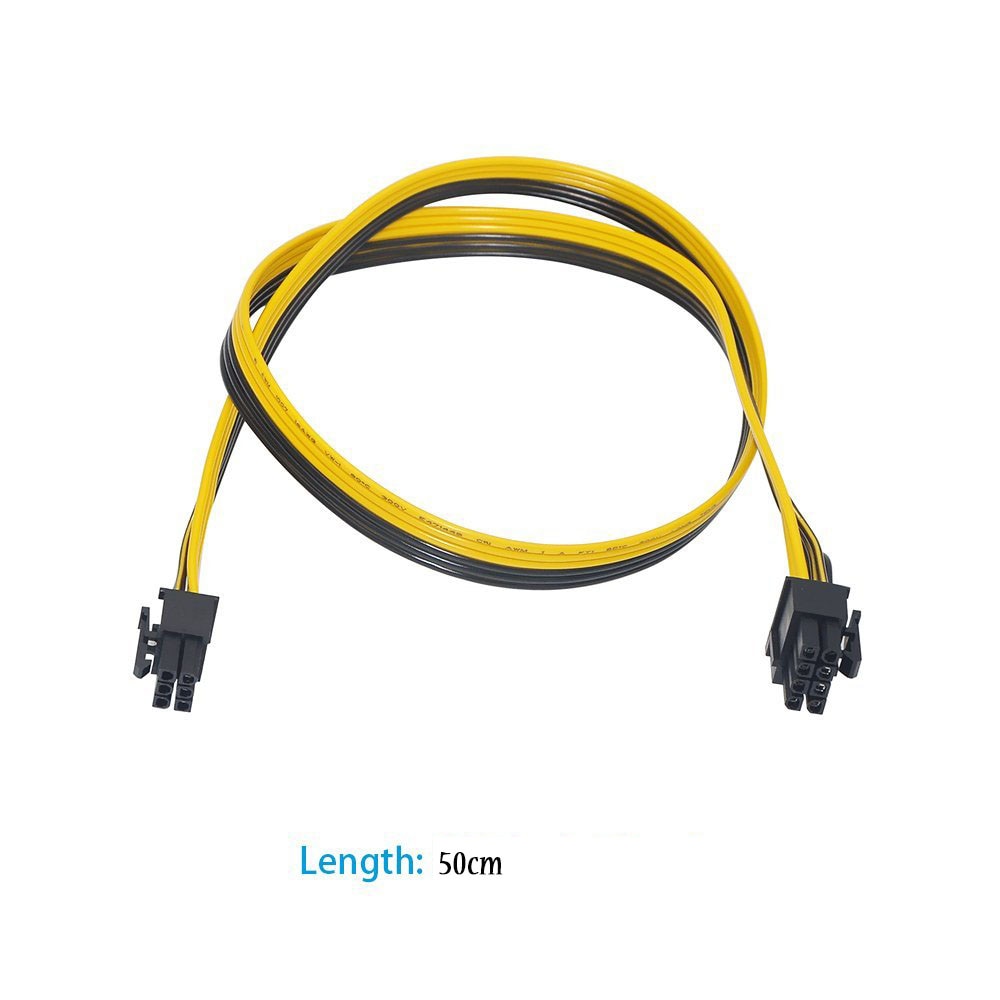 6 Pcs 6 Pin PCI-e To 8 Pin (6+2) PCI-e (Male To Male) GPU Power Cable 50cm For Graphic Cards Mining HP Server Breakout Board