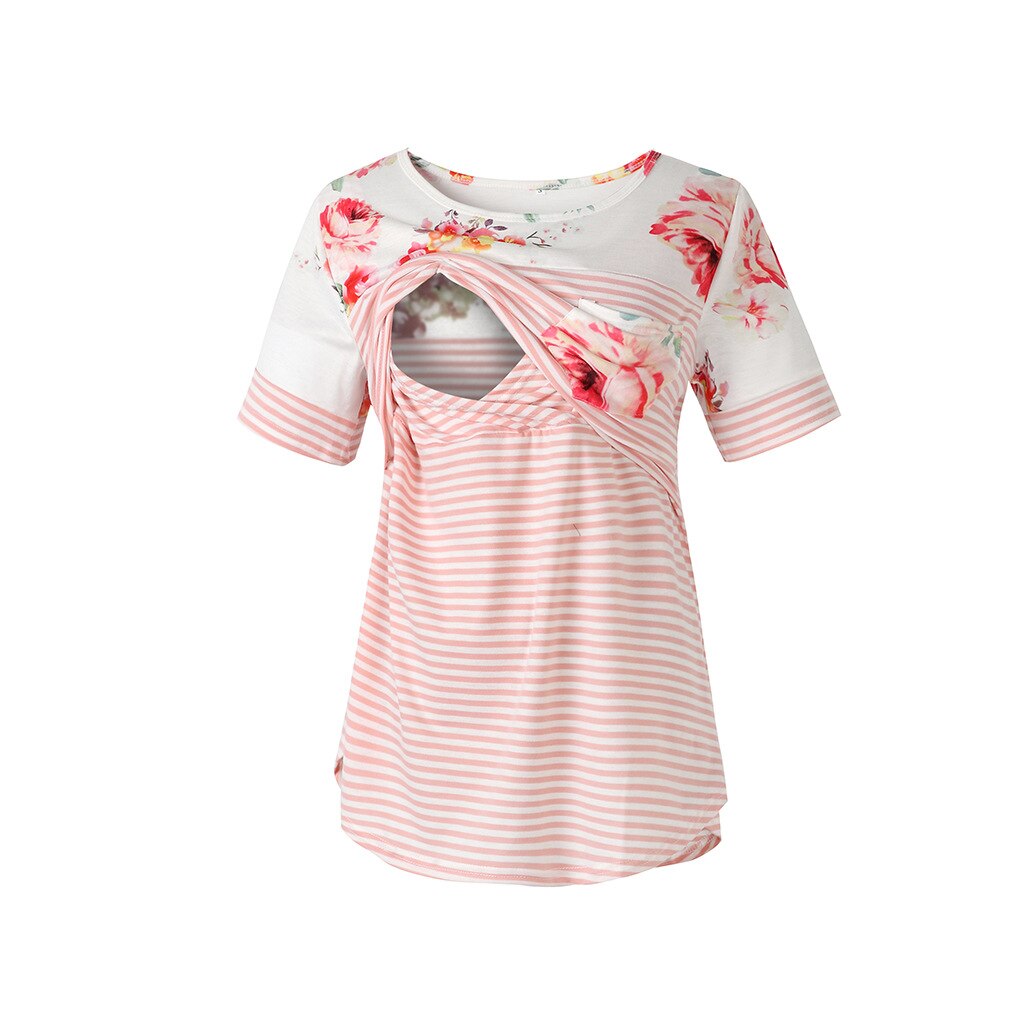 Chemise Maternité Rayures Roses Manches Courtes - Taille S - Occasion Très Bon état